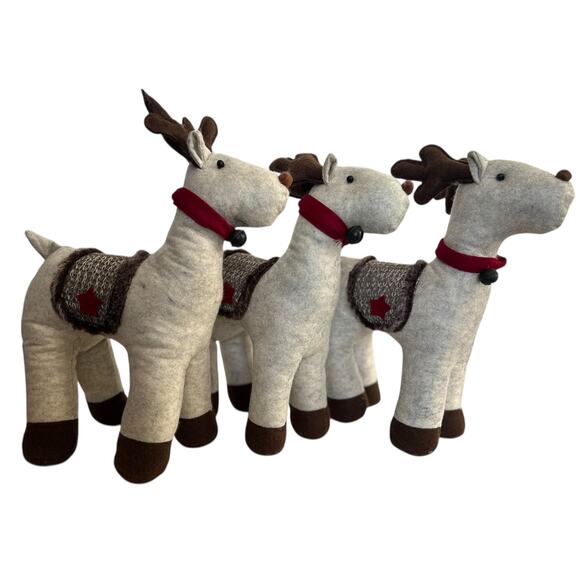 Ellsworth Avenue Weighted Reindeer Plush Decor 15" Tall Set of 3 - Picture 2 of 9